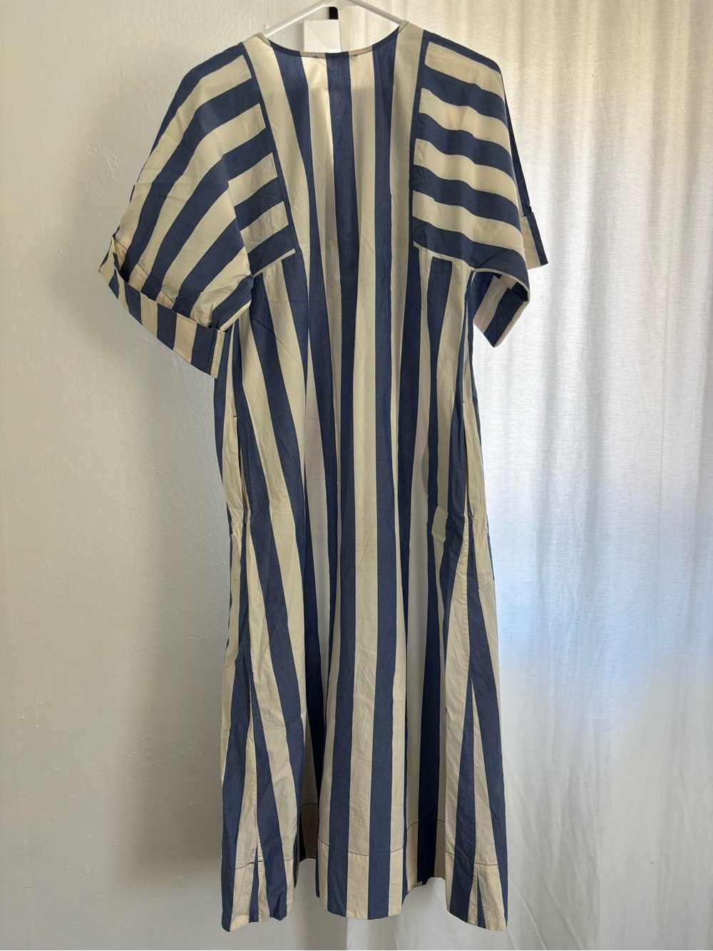 Blue and White Vertical Stripe Midi Dress - Picture 2 of 3